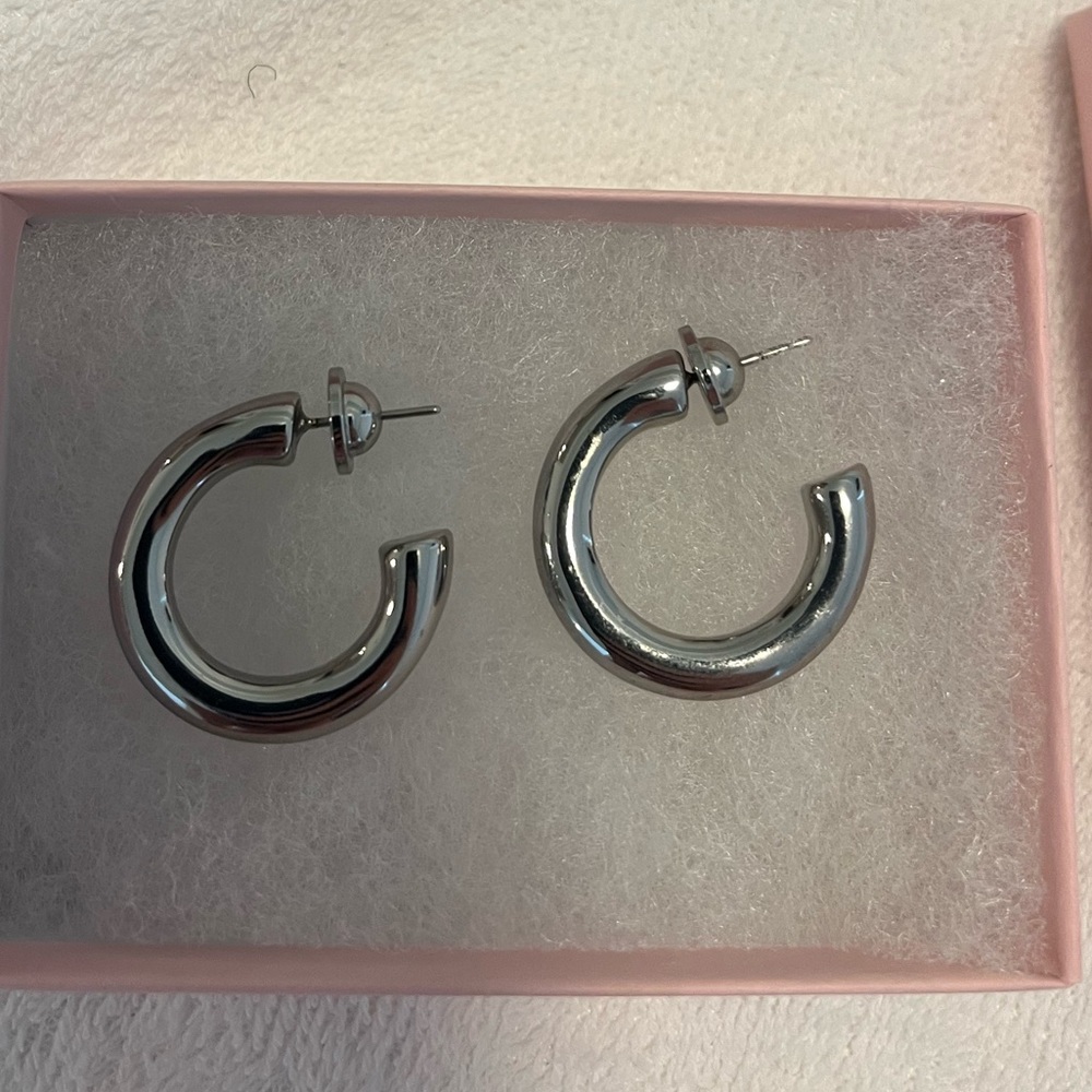 FREE WITH ANY PURCHASE Zara Chunky Silver Hoop Earrings